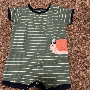 Striped Green and Navy Kids One Piece